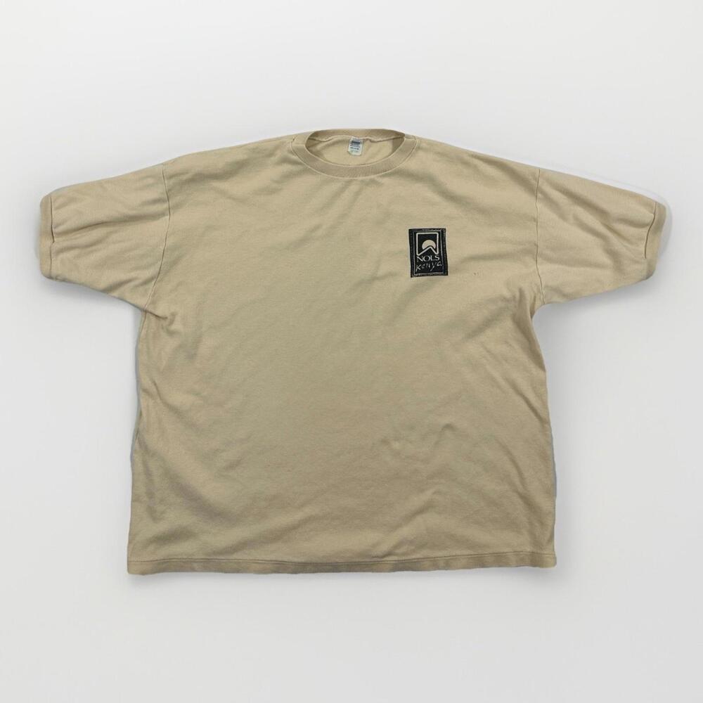 Vintage Kenya Beige Design Single Stitch T Shirt Men’s Size XLarge Made In Kenya